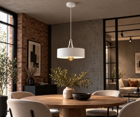 Lampa wisząca 1xE27 EOS WHITE/SILVER