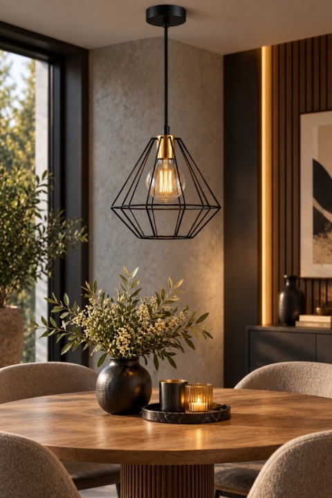 Lampa wisząca 1xE27 FARO BLACK /GOLD
