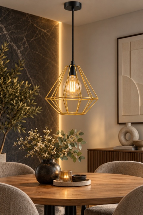 Lampa wisząca 1xE27 FARO GOLD/BLACK