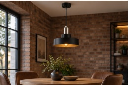 Lampa wisząca 1xE27 GIZA BLACK/SILVER