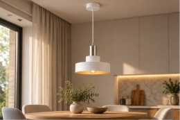 Lampa wisząca 1xE27 GIZA WHITE/SILVER