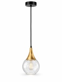 Lampa wisząca 1xE27 LACRIMA CLEAR BLACK/GOLD