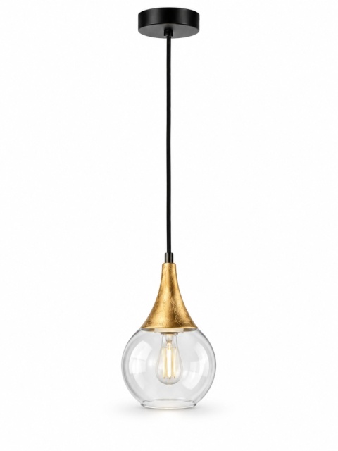 Lampa wisząca 1xE27 LACRIMA CLEAR BLACK/GOLD