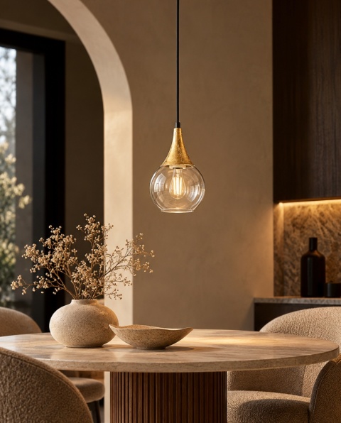 Lampa wisząca 1xE27 LACRIMA CLEAR BLACK/GOLD