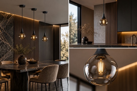 Lampa wisząca 1xE27 LACRIMA SMOKY BLACK