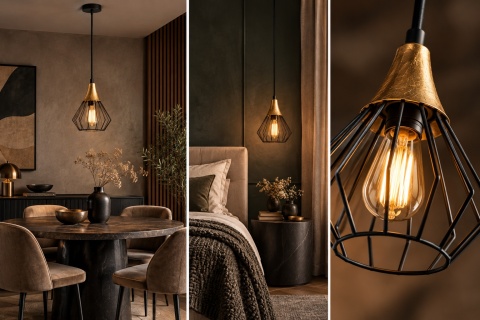 Lampa wisząca 1xE27 SELENE BLACK/GOLD