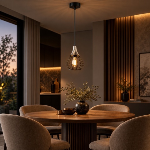 Lampa wisząca 1xE27 SELENE BLACK/SILVER