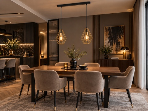 Lampa wisząca 2xE27 GEO GOLD