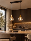 Lampa wisząca 2xE27 LACRIMA CLEAR BLACK/GOLD