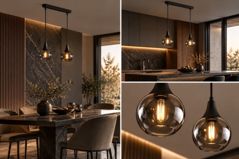 Lampa wisząca 2xE27 LACRIMA SMOKY BLACK