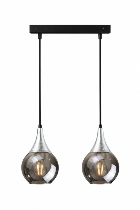 Lampa wisząca 2xE27 LACRIMA SMOKY/SILVER