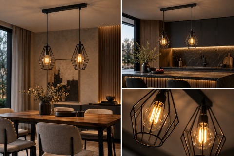 Lampa wisząca 2xE27 LEX BLACK