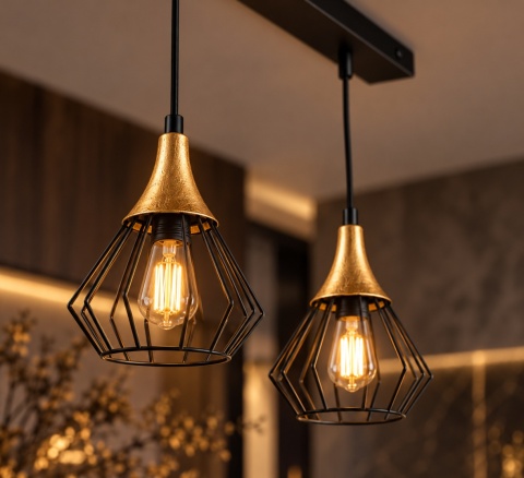 Lampa wisząca 2xE27 SELENE BLACK/GOLD