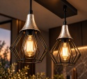 Lampa wisząca 2xE27 SELENE BLACK/SILVER