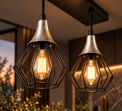 Lampa wisząca 2xE27 SELENE BLACK/SILVER