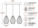 Lampa wisząca 3xE27 GEO GOLD