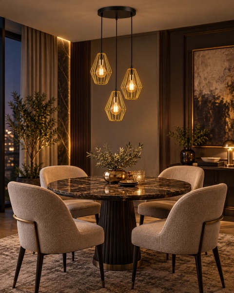 Lampa wisząca 3xE27 GEO GOLD