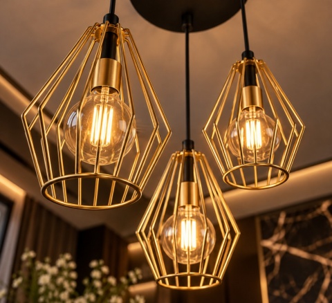 Lampa wisząca 3xE27 GEO GOLD