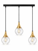 Lampa wisząca 3xE27 LACRIMA CLEAR BLACK/GOLD