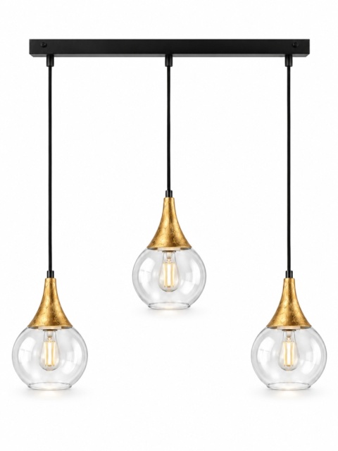 Lampa wisząca 3xE27 LACRIMA CLEAR BLACK/GOLD