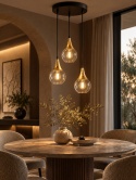 Lampa wisząca 3xE27 LACRIMA CLEAR BLACK/GOLD