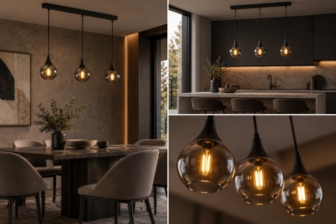 Lampa wisząca 3xE27 LACRIMA SMOKY BLACK