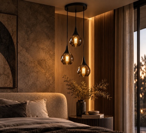 Lampa wisząca 3xE27 LACRIMA SMOKY BLACK