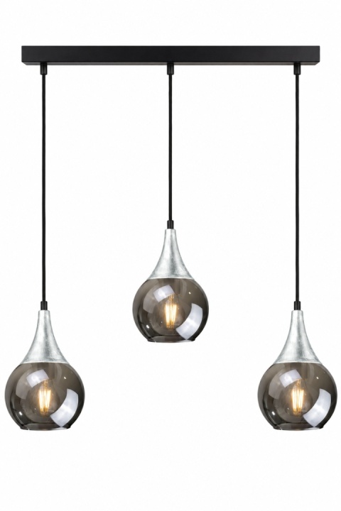 Lampa wisząca 3xE27 LACRIMA SMOKY/SILVER
