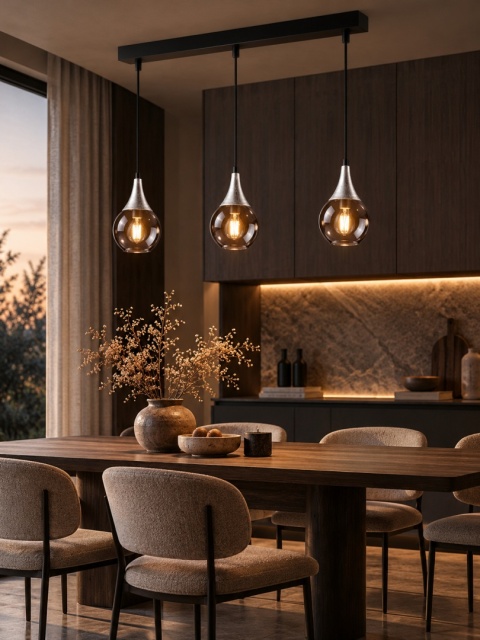 Lampa wisząca 3xE27 LACRIMA SMOKY/SILVER