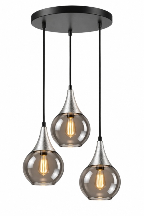 Lampa wisząca 3xE27 LACRIMA SMOKY/SILVER