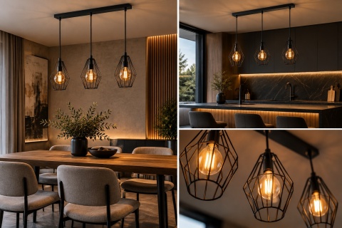 Lampa wisząca 3xE27 LEX BLACK