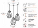 Lampa wisząca 3xE27 LEX GOLD