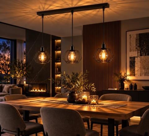 Lampa wisząca 3xE27 LUNA BLACK