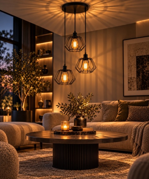 Lampa wisząca 3xE27 LUNA BLACK