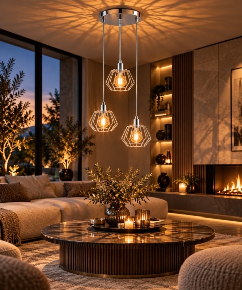Lampa wisząca 3xE27 LUNA SILVER