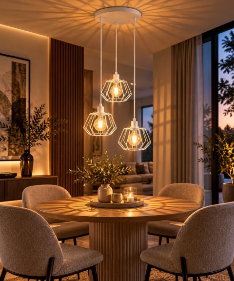 Lampa wisząca 3xE27 LUNA WHITE
