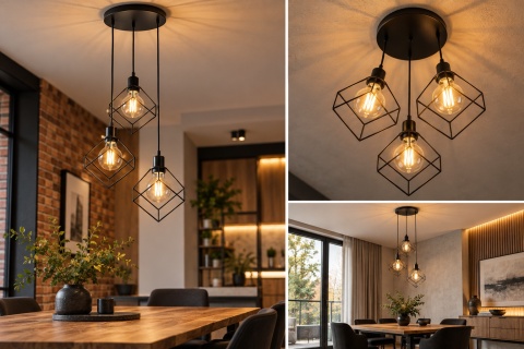 Lampa wisząca 3xE27 RUBEN BLACK
