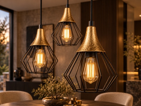 Lampa wisząca 3xE27 SELENE BLACK/GOLD