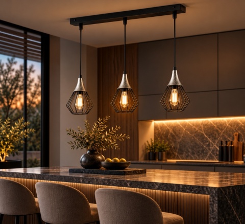 Lampa wisząca 3xE27 SELENE BLACK/SILVER