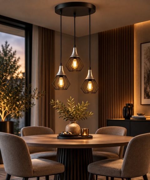 Lampa wisząca 3xE27 SELENE BLACK/SILVER