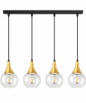 Lampa wisząca 4xE27 LACRIMA CLEAR BLACK/GOLD
