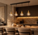 Lampa wisząca 4xE27 LACRIMA CLEAR BLACK/GOLD
