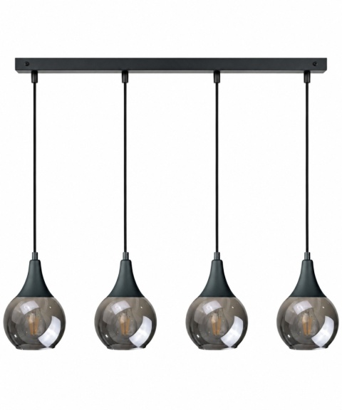 Lampa wisząca 4xE27 LACRIMA SMOKY BLACK