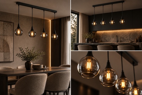 Lampa wisząca 4xE27 LACRIMA SMOKY BLACK