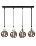 Lampa wisząca 4xE27 LACRIMA SMOKY/SILVER