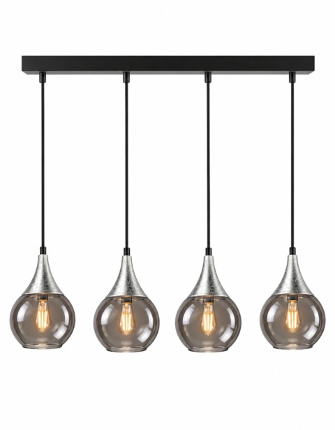 Lampa wisząca 4xE27 LACRIMA SMOKY/SILVER
