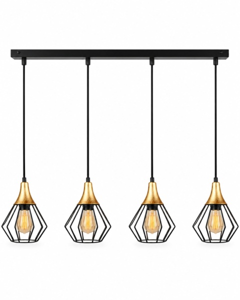 Lampa wisząca 4xE27 SELENE BLACK/GOLD