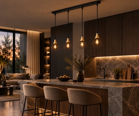 Lampa wisząca 4xE27 SELENE BLACK/GOLD