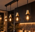 Lampa wisząca 4xE27 SELENE BLACK/GOLD