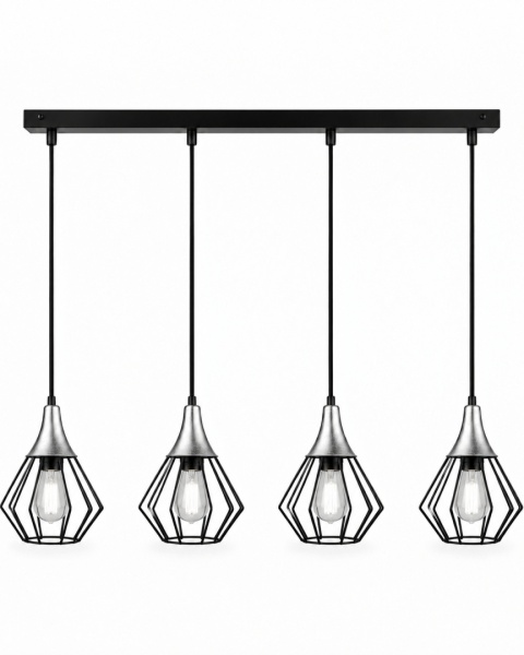 Lampa wisząca 4xE27 SELENE BLACK/SILVER